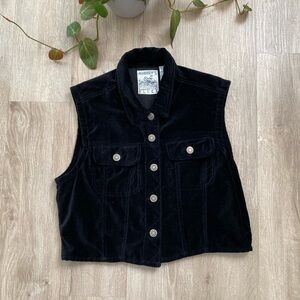 Vintage Black Faux Velvet  Andrew Blues Vest